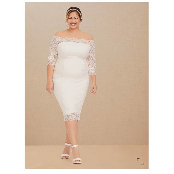 torrid Dresses & Skirts - Size 18  Special Occasion Ivory Lace Off Shoulder Bodycon Wedding Dress